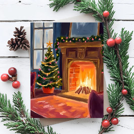 Weihnachtsvormittagsfeuer Feiertagspostkarte