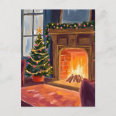 Weihnachtsvormittagsfeuer Feiertagspostkarte (Vorderseite)