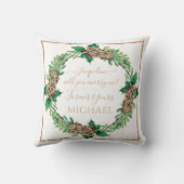 Weihnachtsvorschlag Red Wreath Holly Leaf Grüne Kissen (Rückseite)