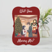 Weihnachtsvorschlag - wirst du mich heiraten? Sie Einladung (Stehend Vorderseite)
