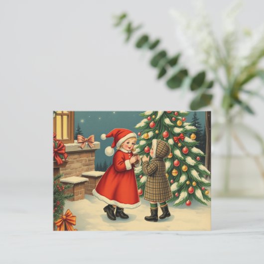 Weihnachtsvorstellung Feiertagspostkarte (Stehend Vorderseite)