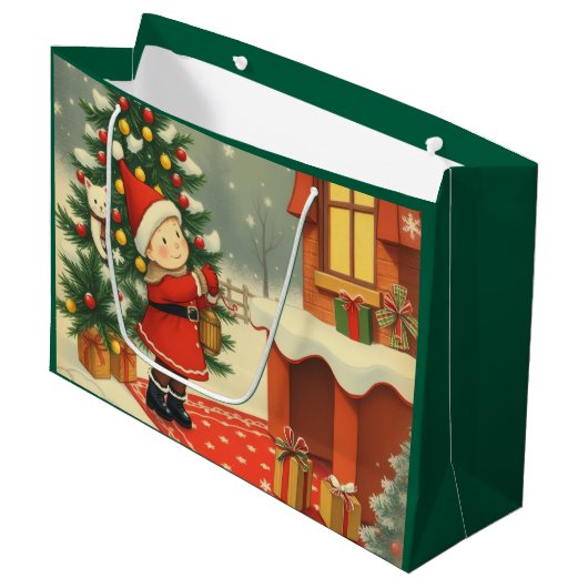 Weihnachtsvorstellung Große Geschenktüte (Vorderseite Schrägansicht)