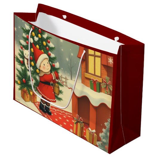 Weihnachtsvorstellung Große Geschenktüte (Vorderseite Schrägansicht)