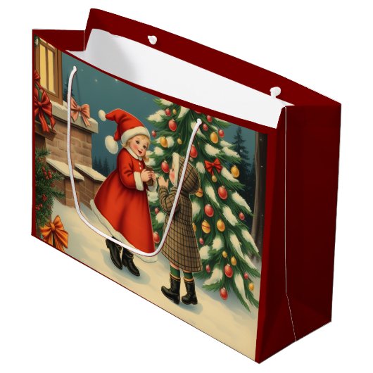 Weihnachtsvorstellung Große Geschenktüte (Vorderseite Schrägansicht)