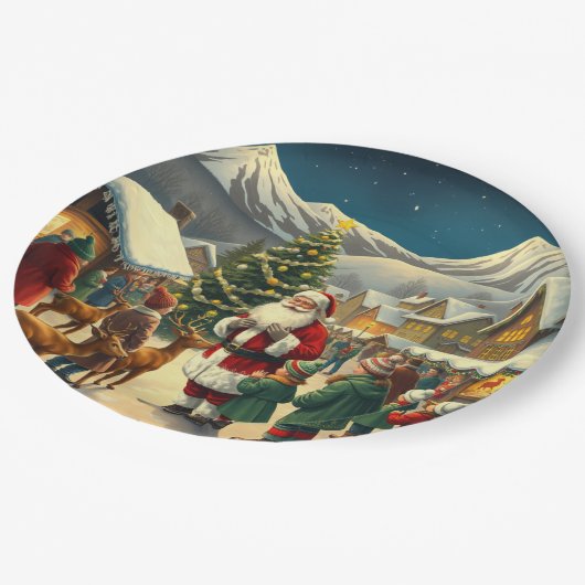 Weihnachtsvorstellung Pappteller (Schrägansicht)