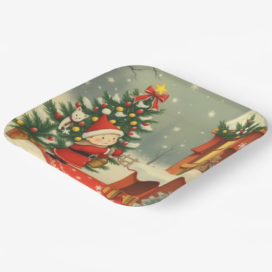 Weihnachtsvorstellung Pappteller (Gewinkelt)