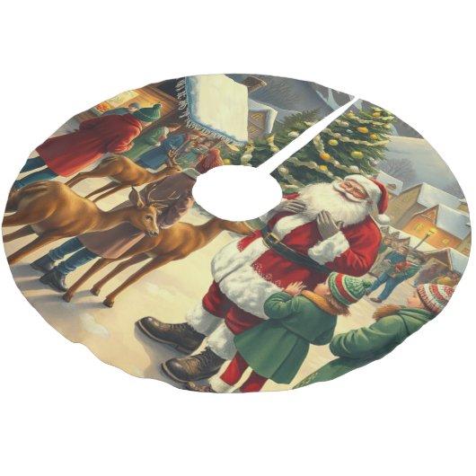 Weihnachtsvorstellung Polyester Weihnachtsbaumdecke (Schrägansicht)