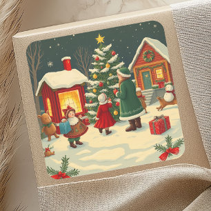 Weihnachtsvorstellung Quadratischer Aufkleber