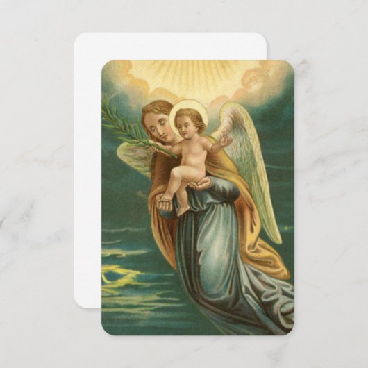 Weihnachtswächter Engel und Baby Jesus Einladung (Vorne/Hinten)