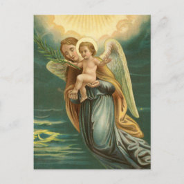 Weihnachtswächter Engel und Baby Jesus Feiertagspostkarte