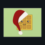 Weihnachtswaffe Feiertagspostkarte<br><div class="desc">Niedliches Waffel mit Weihnachtsmannmütze</div>