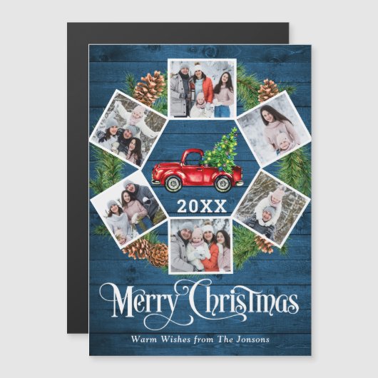 Weihnachtswagen 6 FOTO Schriftart Urlaub Magnetkar Magnetkarte (Vorne/Hinten)