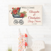 Weihnachtswagen Babydusche Banner (Insitu)
