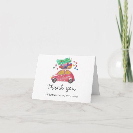 Weihnachtswagen - Babydusche Danke (Vorderseite)