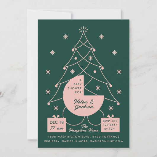 Weihnachtswagen Babydusche Einladung (Vorderseite)