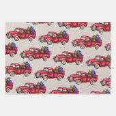 Weihnachtswagen, Baum, Geschenke auf Imitaten Kraf Geschenkpapier Set (Vorderseite 2)