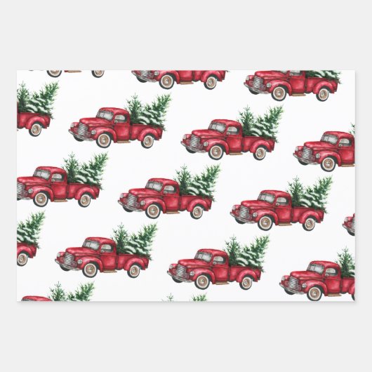 Weihnachtswagen, Baum, Geschenke  Geschenkpapier Set (Vorderseite 3)