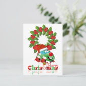 Weihnachtswagen Cartoon Card Feiertagspostkarte (Stehend Vorderseite)