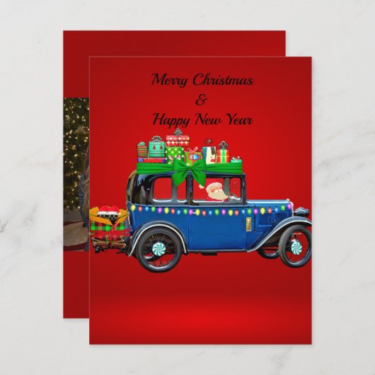 Weihnachtswagen Dankeskarte (Vorne/Hinten)