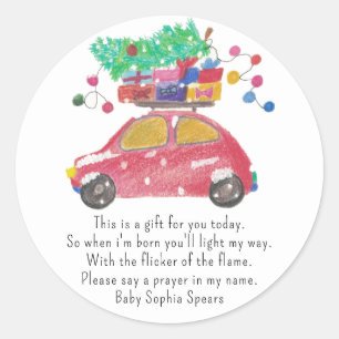 Weihnachtswagen - Gebetskandal Runder Aufkleber