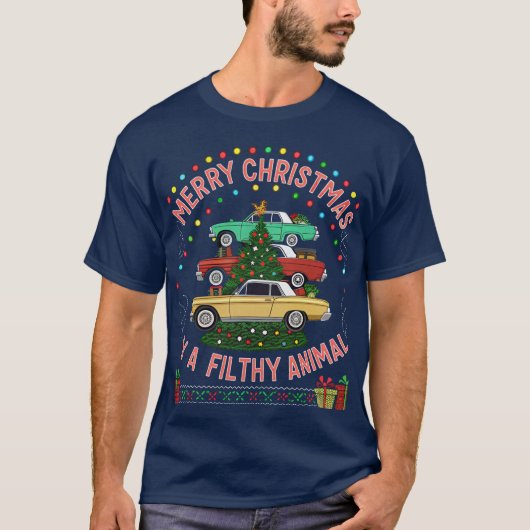 Weihnachtswagen Grafischer Feiertag T - Shirt (Vorderseite)