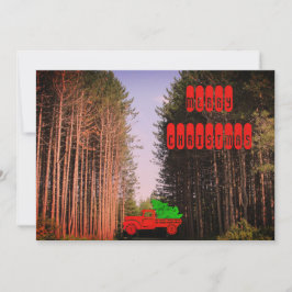 Weihnachtswagen im Kiefernwald Gruß Feiertagskarte