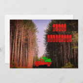 Weihnachtswagen im Kiefernwald Gruß Feiertagskarte (Vorne/Hinten)