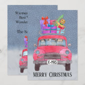 Weihnachtswagen individualisierbares Foto Feiertagskarte (Vorne/Hinten)