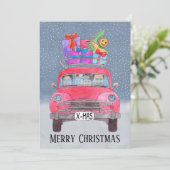 Weihnachtswagen individualisierbares Foto Feiertagskarte (Stehend Vorderseite)