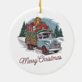 Weihnachtswagen Keramik Ornament (Hinten)