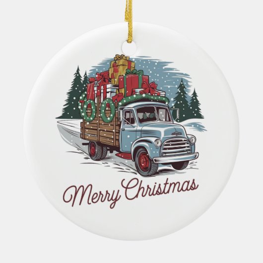 Weihnachtswagen Keramik Ornament (Hinten)