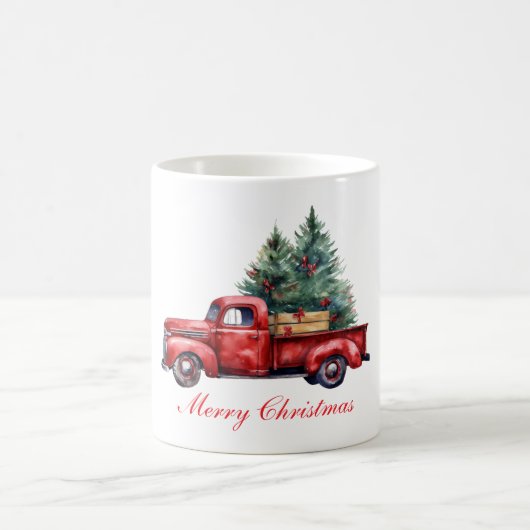 Weihnachtswagen mit Baum2 Kaffeetasse (Mittel)