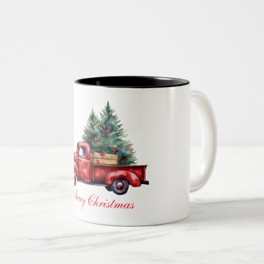 Weihnachtswagen mit Baum2 Zweifarbige Tasse (VorderseiteRechts)