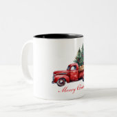 Weihnachtswagen mit Baum2 Zweifarbige Tasse (Vorderseite Links)