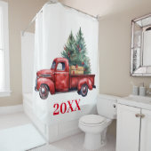 Weihnachtswagen mit Baum Duschvorhang (Beispiel)