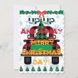 Weihnachtswagen mit Baum Feiertagskarte