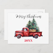 Weihnachtswagen mit Baum Feiertagspostkarte (Vorne/Hinten)