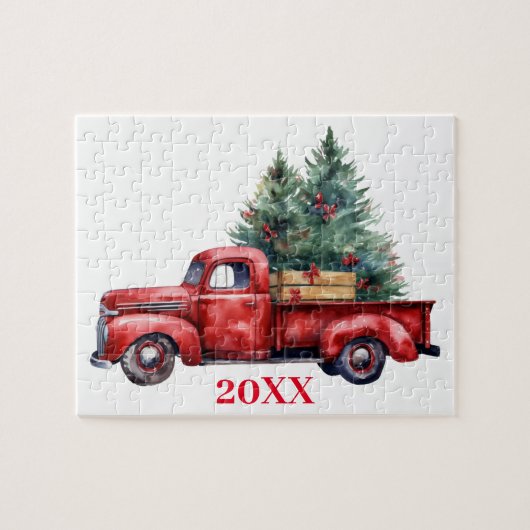 Weihnachtswagen mit Baum Puzzle (Horizontal)