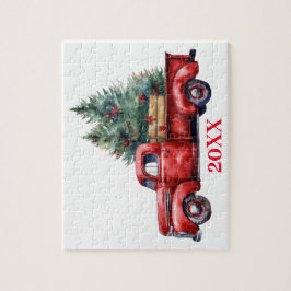 Weihnachtswagen mit Baum Puzzle