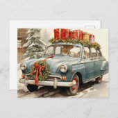 Weihnachtswagen mit Geschenken Feiertagspostkarte (Vorne/Hinten)
