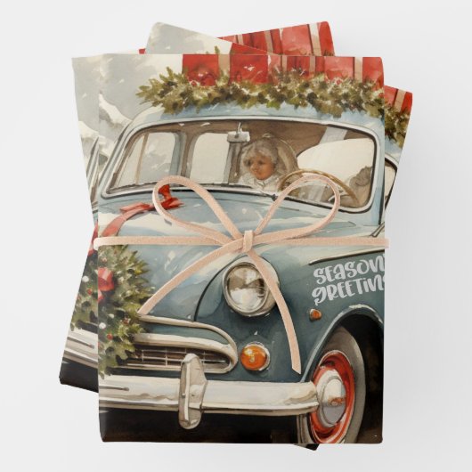 Weihnachtswagen mit Geschenken Geschenkpapier Set (Beispiel)