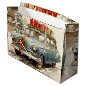 Weihnachtswagen mit Geschenken Große Geschenktüte (Rückseite Schrägansicht)