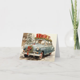 Weihnachtswagen mit Geschenken Karte