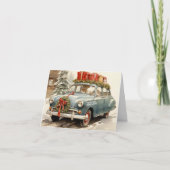 Weihnachtswagen mit Geschenken Karte (Vorderseite)