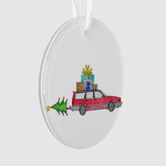 Weihnachtswagen mit Geschenken Ornament (Vorderseite)