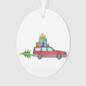 Weihnachtswagen mit Geschenken Ornament (Vorderseite)