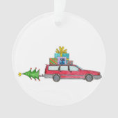 Weihnachtswagen mit Geschenken Ornament (Vorderseite)