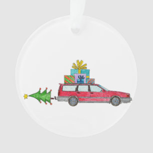 Weihnachtswagen mit Geschenken Ornament
