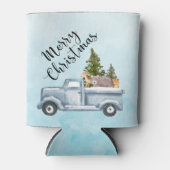 Weihnachtswagen mit Pinienbäumen und Waldtieren Dosenkühler (Vorderseite)