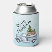 Weihnachtswagen mit Pinienbäumen und Waldtieren Dosenkühler (Kanne Rückseite)